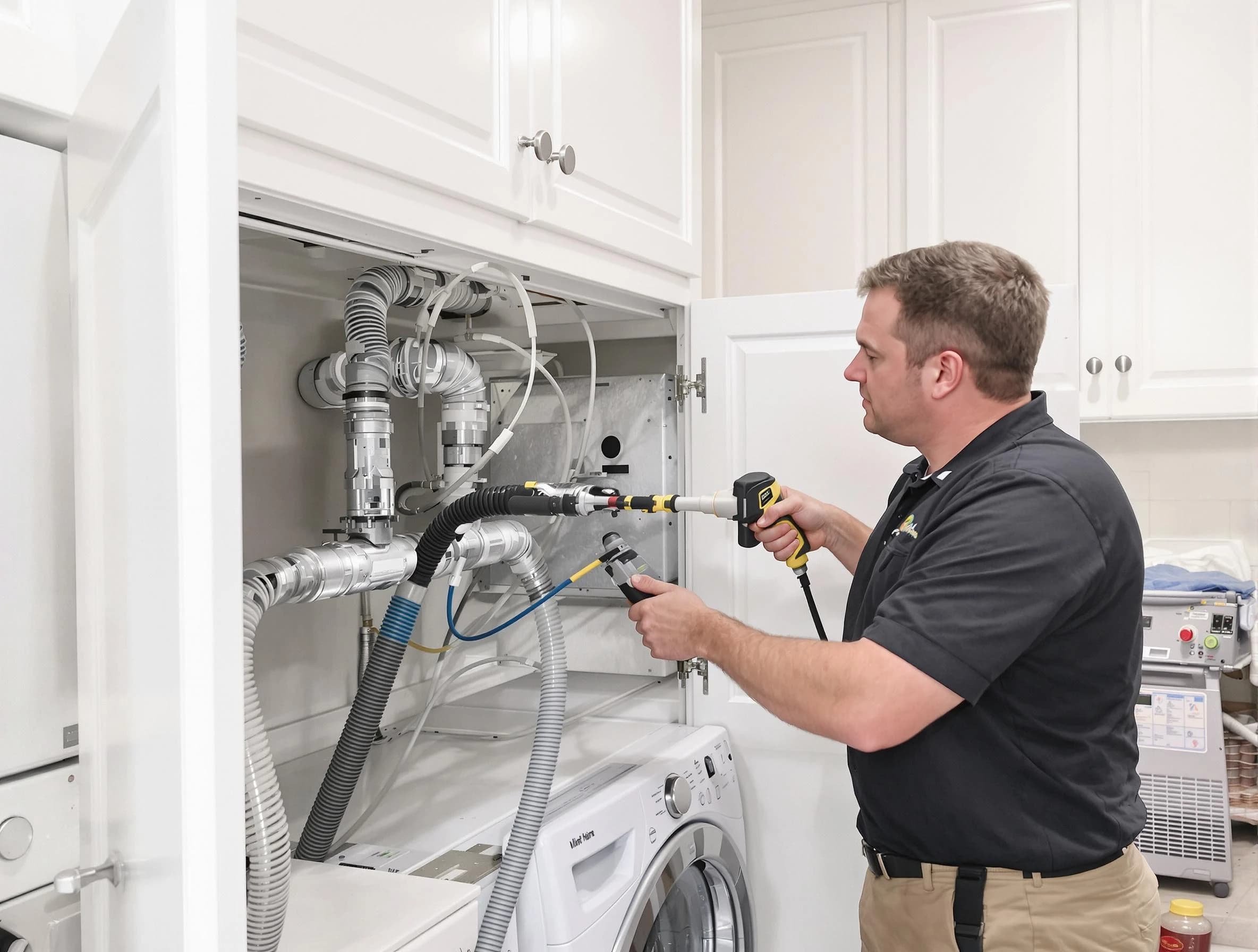 Fairview Dryer Vent Cleaning professional removing severe blockage from a clogged dryer vent in Fairview