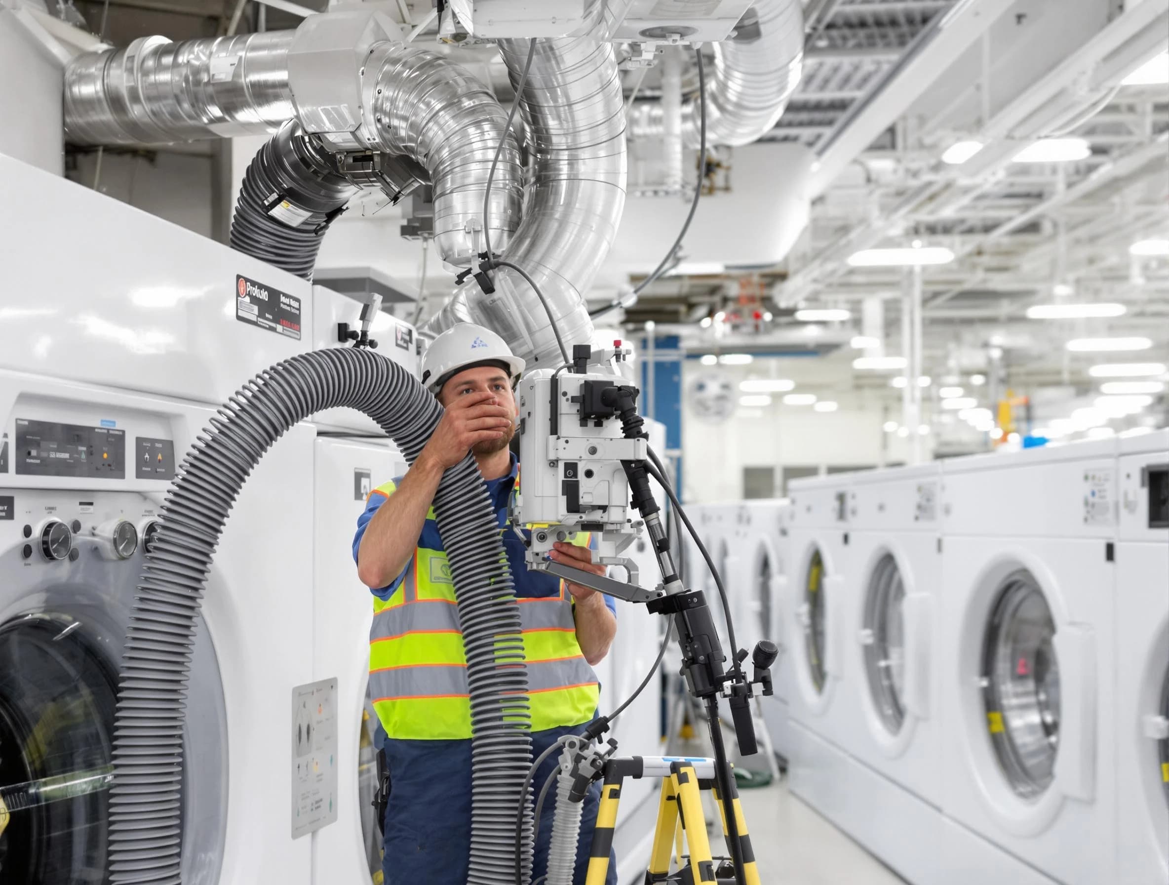 Fairview Dryer Vent Cleaning team performing commercial-grade dryer vent cleaning at a business facility in Fairview