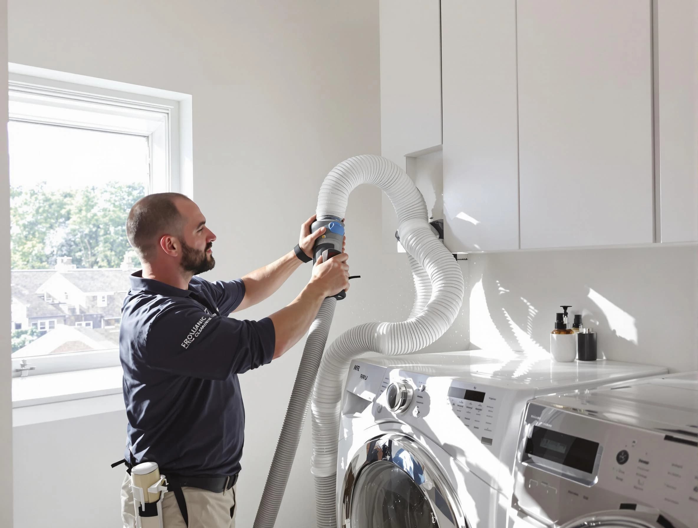 Certified Fairview Dryer Vent Cleaning technician performing dryer vent cleaning in Fairview