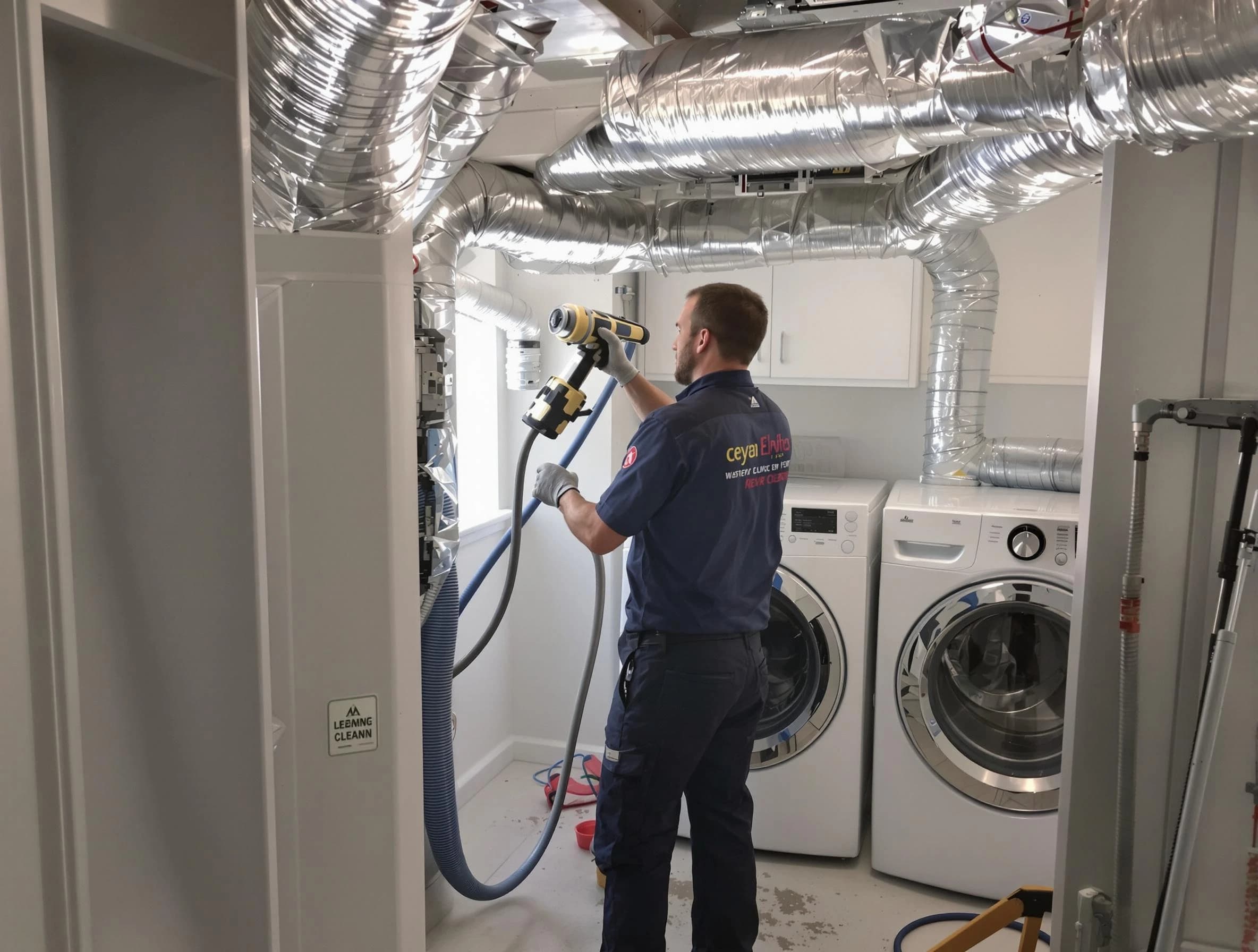 Fairview Dryer Vent Cleaning specialist using advanced equipment for thorough duct cleaning in Fairview