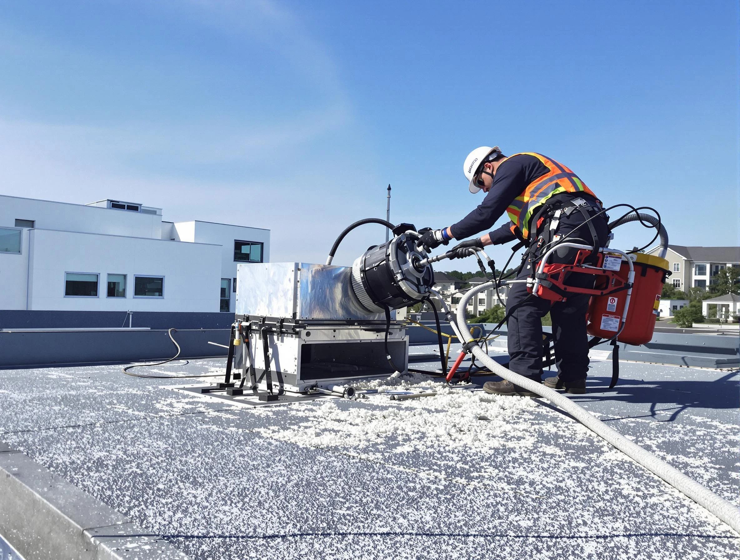Cleaning Dryer Vent On Roof in Fairview